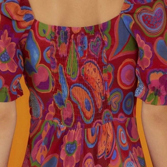 NEW!!! Farm Rio Red Lisa Midi Dress Size XS - Picture 4 of 12